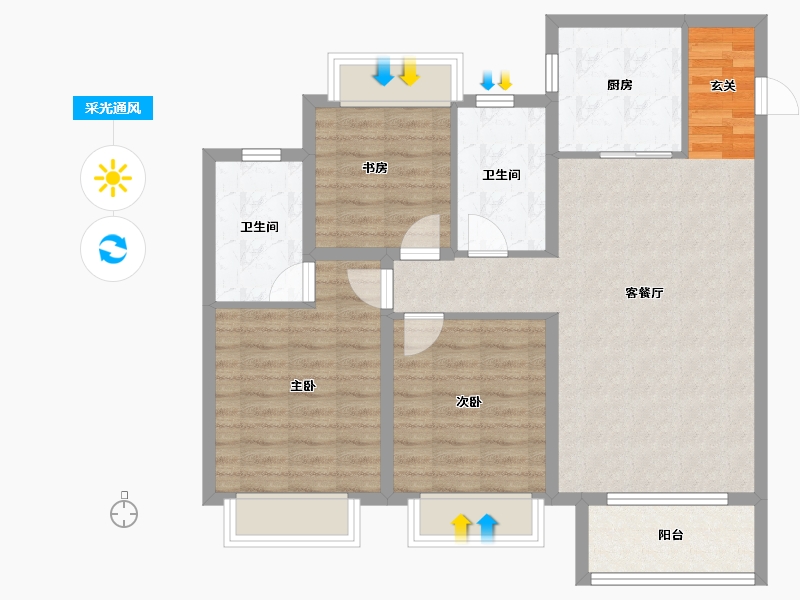 江苏省-苏州市-龙湖首开湖西星辰-87.77-户型库-采光通风