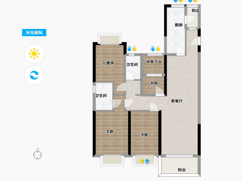 江苏省-苏州市-湖悦天境花园-101.24-户型库-采光通风