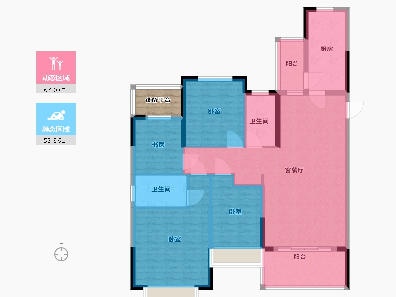 江苏省-苏州市-苏州恒大悦珑湾-110.46-户型库-动静分区