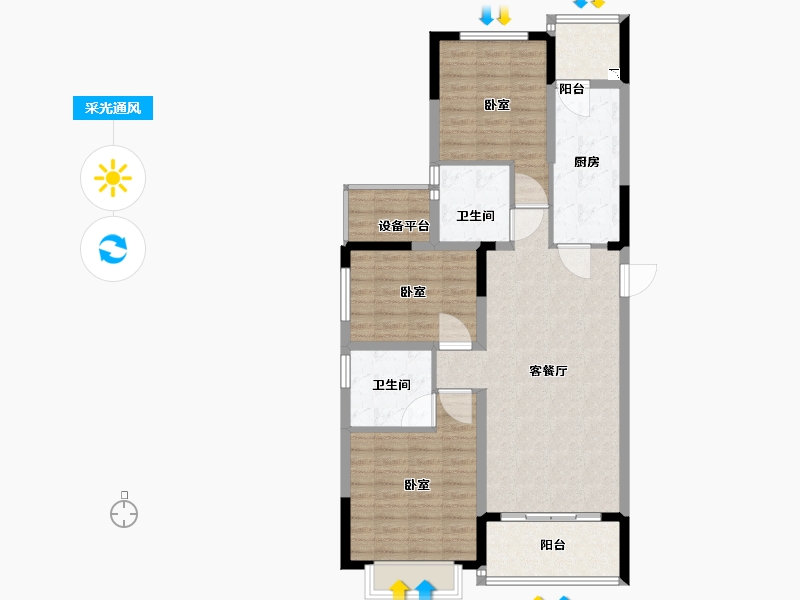 江苏省-苏州市-苏州恒大悦珑湾-99.82-户型库-采光通风