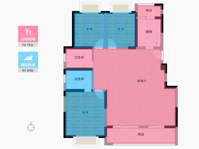 云南省-楚雄彝族自治州-安太·翡翠公园-103.69-户型库-动静分区