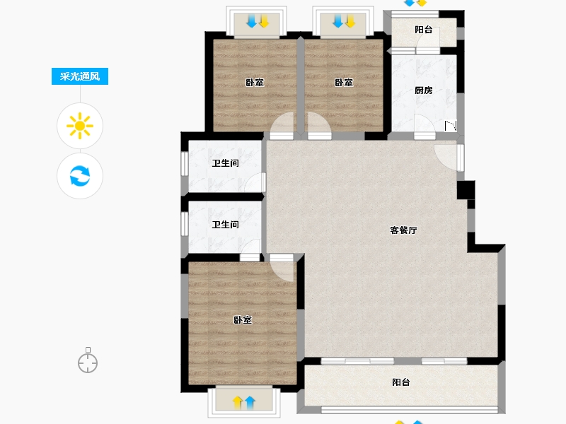 云南省-楚雄彝族自治州-安太·翡翠公园-103.69-户型库-采光通风