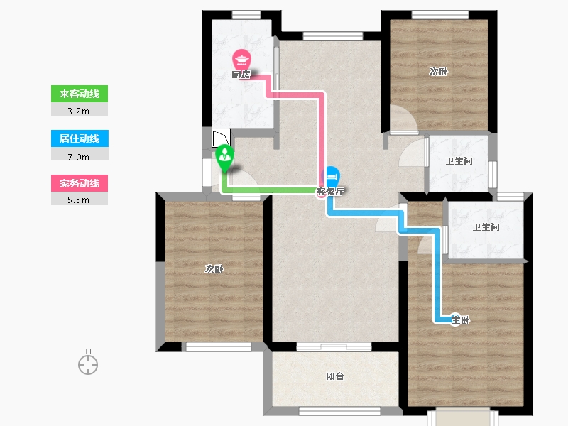 山东省-济南市-祥生西江樾-84.79-户型库-动静线