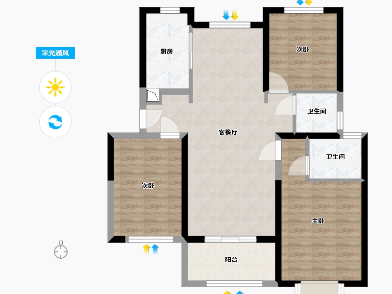 山东省-济南市-祥生西江樾-84.79-户型库-采光通风