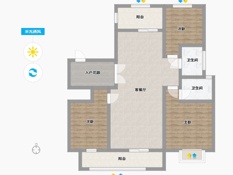 陕西省-西安市-文姬和园-102.00-户型库-采光通风