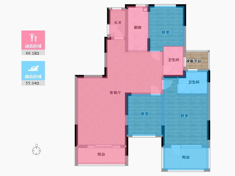 江苏省-苏州市-苏州恒大悦珑湾-111.16-户型库-动静分区