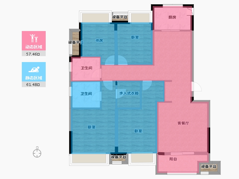 江苏省-苏州市-融创金成·湖山赋-108.96-户型库-动静分区