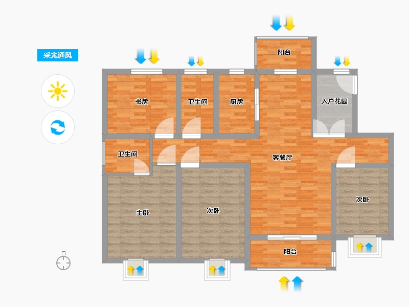 陕西省-西安市-文姬和园-112.00-户型库-采光通风