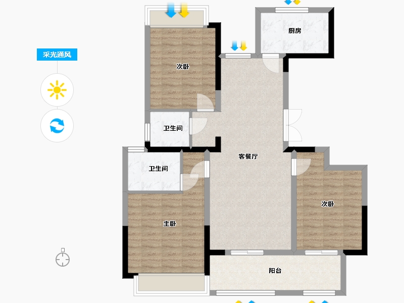 江苏省-盐城市-奥体壹号-103.60-户型库-采光通风