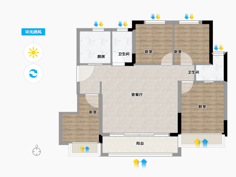 江苏省-苏州市-金辉润元名著雅苑-94.01-户型库-采光通风