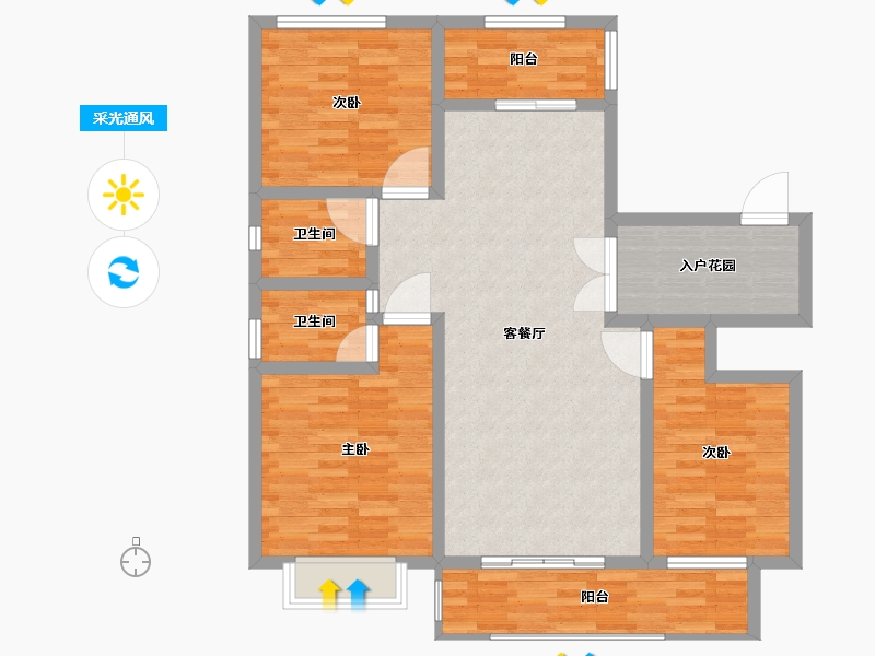 陕西省-西安市-文姬和园-104.00-户型库-采光通风