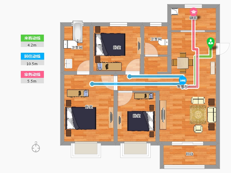 陕西省-西安市-当代嘉宝公园悦MOMΛ-80.79-户型库-动静线