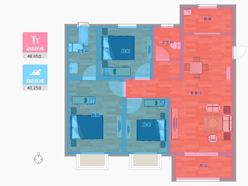 陕西省-西安市-当代嘉宝公园悦MOMΛ-80.79-户型库-动静分区