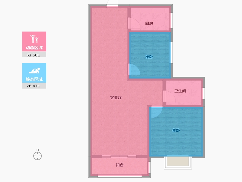 陕西省-安康市-新强·怡景苑-80.62-户型库-动静分区