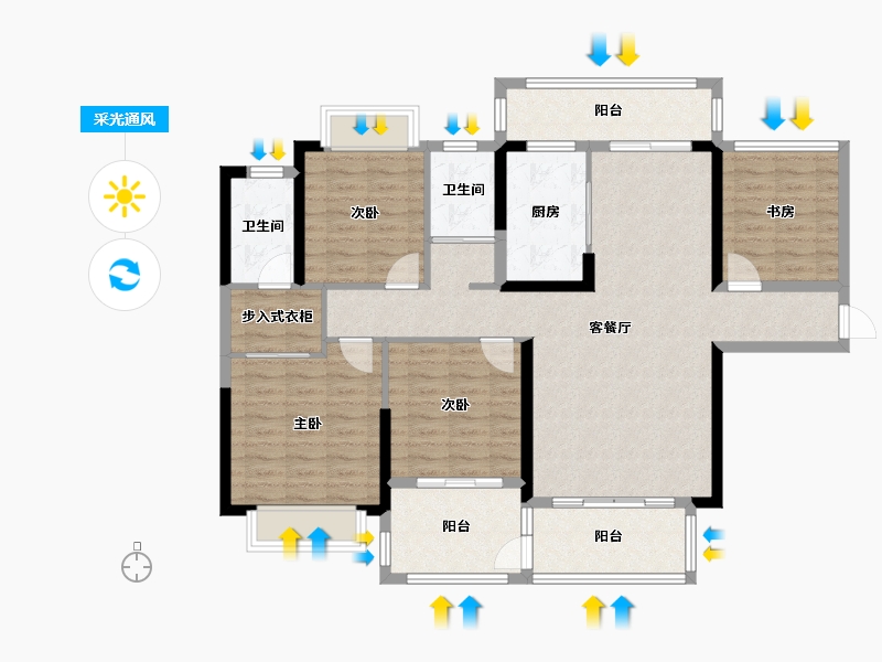 湖南省-岳阳市-友阿悦玺-117.25-户型库-采光通风