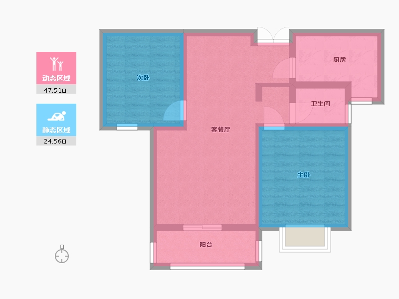 陕西省-西安市-盈泰水岸东方-63.43-户型库-动静分区