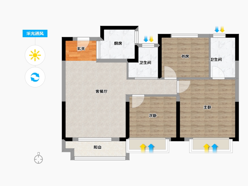 江苏省-苏州市-海伦堡星悦-85.46-户型库-采光通风