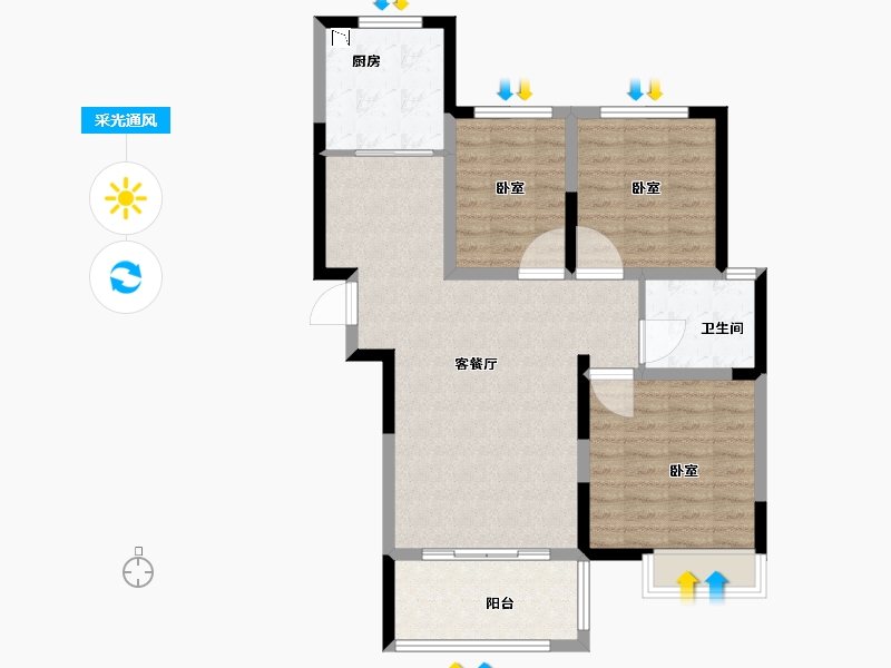 江苏省-苏州市-天地源拾锦香都-85.00-户型库-采光通风