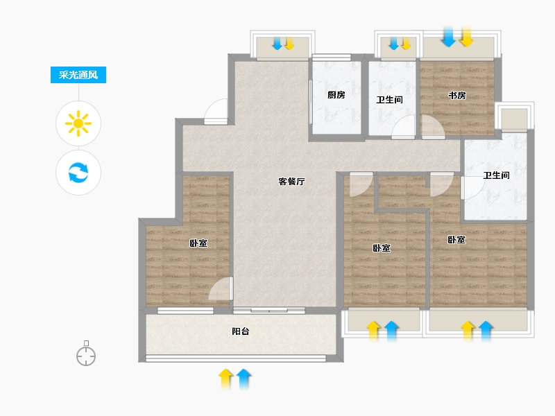 江苏省-苏州市-绿城象屿·逸品澜岸-109.00-户型库-采光通风