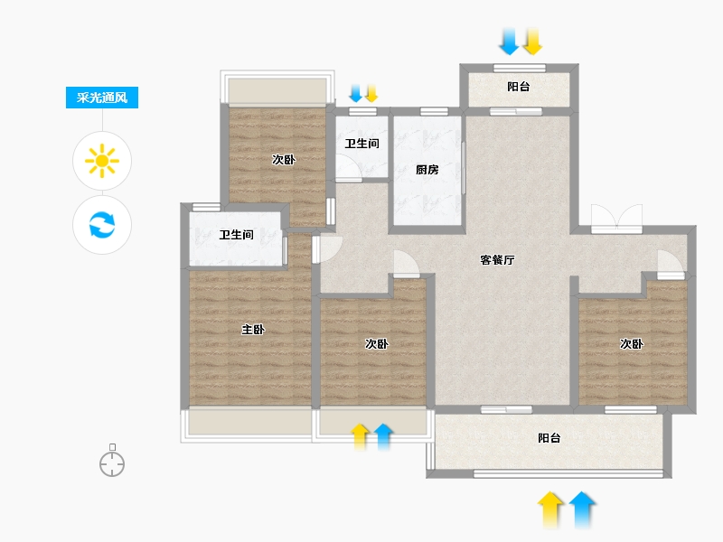 江苏省-盐城市-国投欧亚紫宸-118.40-户型库-采光通风