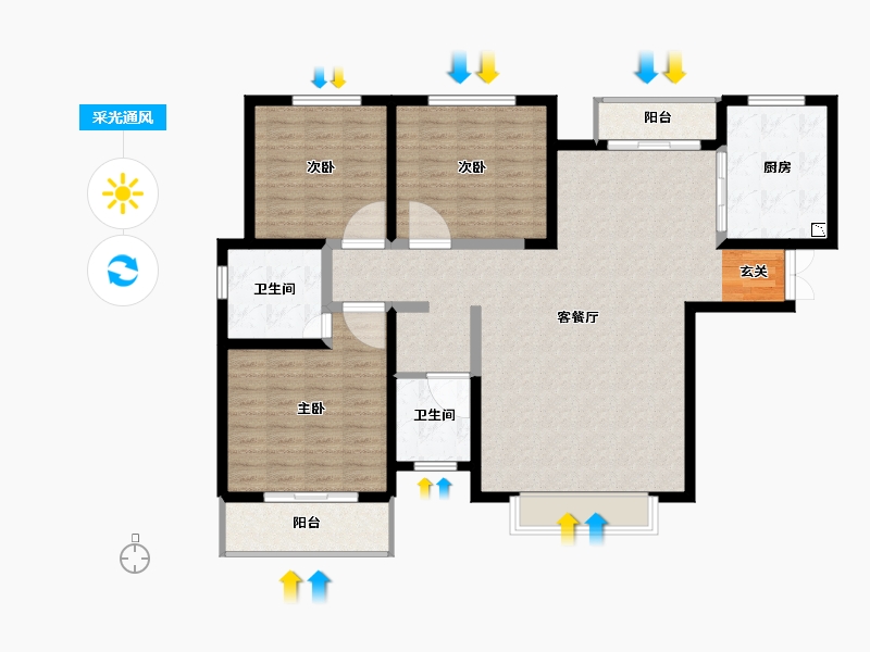 陕西省-宝鸡市-锦业府-121.00-户型库-采光通风