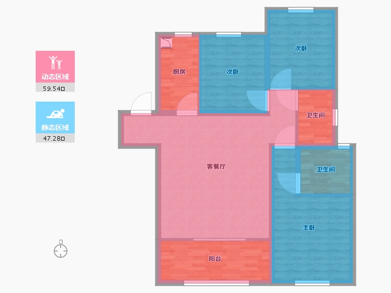 陕西省-西安市-中南菩悦东望城-96.00-户型库-动静分区