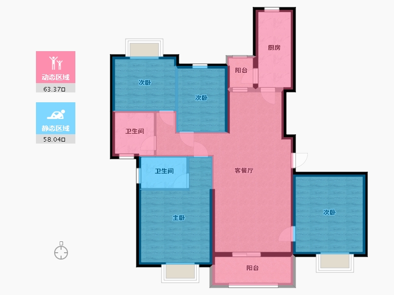 陕西省-西安市-西安恒大雅苑-108.96-户型库-动静分区