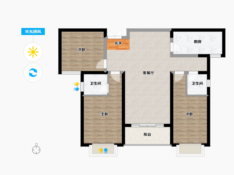 陕西省-宝鸡市-锦业府-97.00-户型库-采光通风