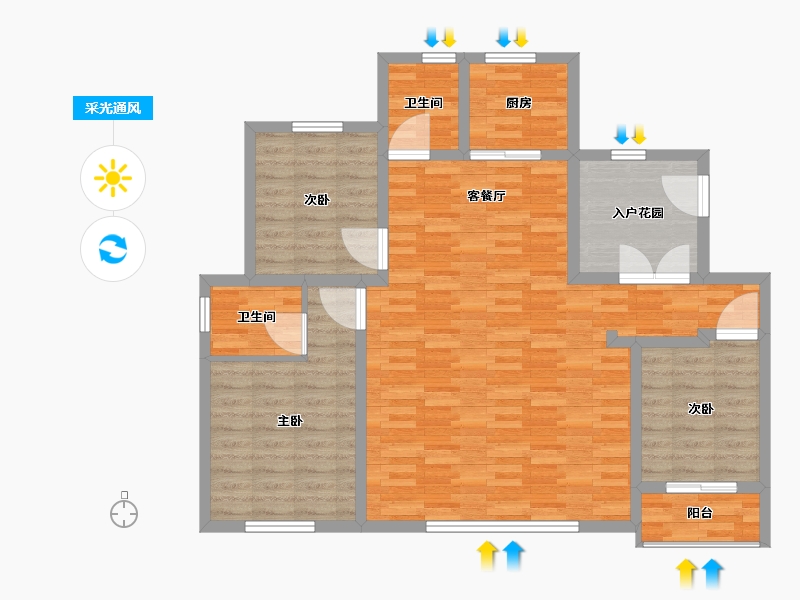 陕西省-西安市-盈泰水岸东方-103.78-户型库-采光通风