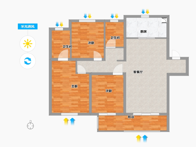 陕西省-西安市-中南菩悦东望城-94.00-户型库-采光通风