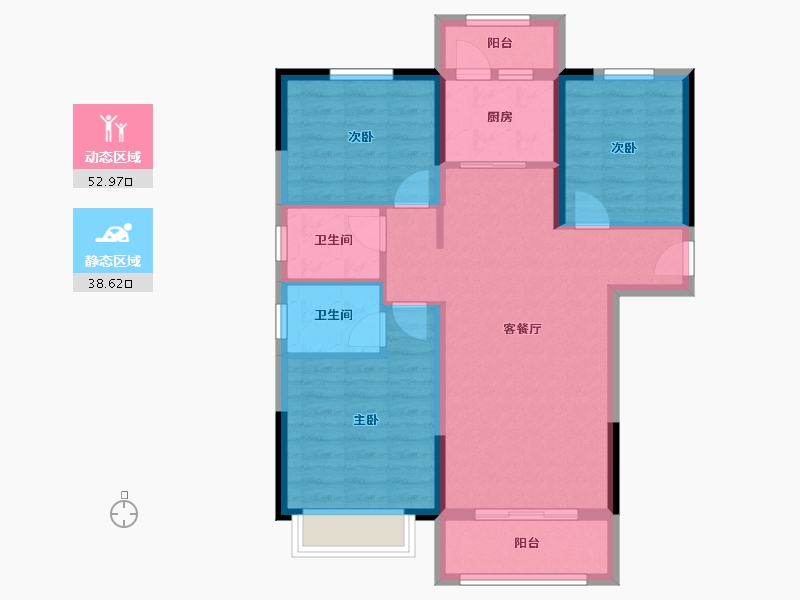 陕西省-榆林市-德通·金沙悦府-81.77-户型库-动静分区