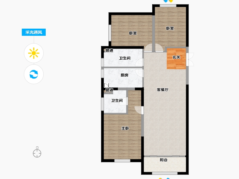 甘肃省-兰州市-金融府-110.67-户型库-采光通风