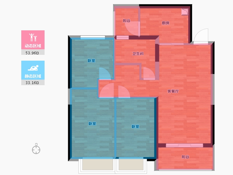 陕西省-西安市-西安恒大雅苑-78.43-户型库-动静分区