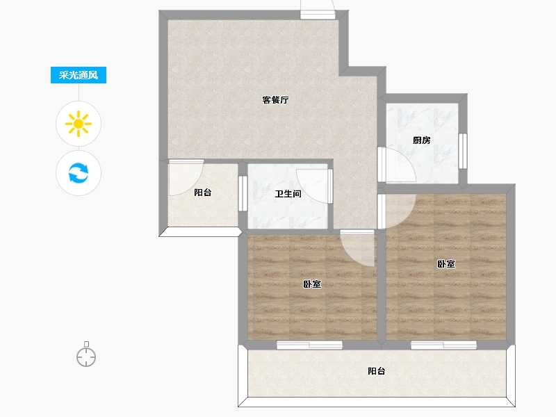 陕西省-宝鸡市-鸿福佳园-66.81-户型库-采光通风