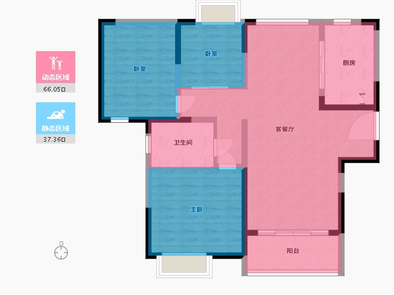 江苏省-苏州市-水漾花城花苑-93.00-户型库-动静分区