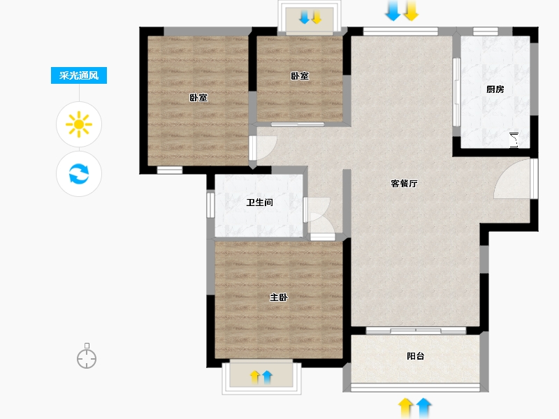 江苏省-苏州市-水漾花城花苑-93.00-户型库-采光通风