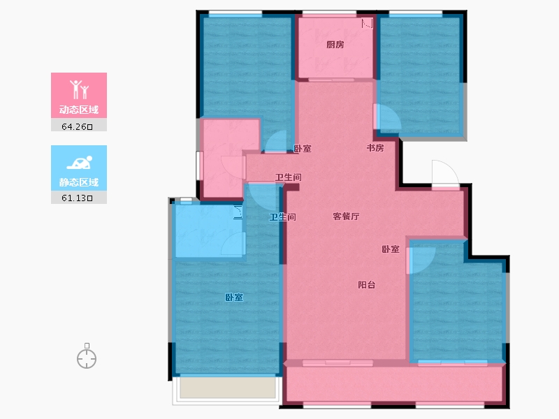 陕西省-西安市-绿城桂语蘭庭-112.00-户型库-动静分区