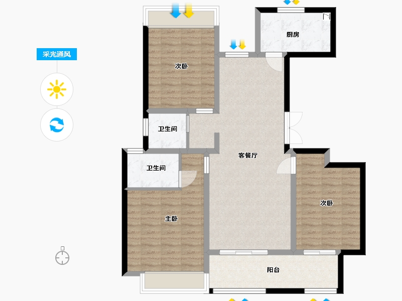 江苏省-盐城市-奥体壹号-104.40-户型库-采光通风