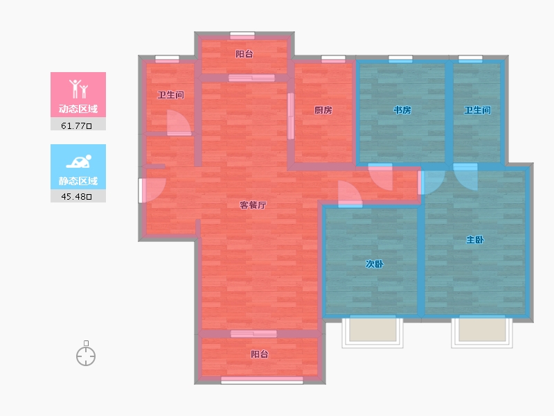 陕西省-西安市-盈泰水岸东方-94.43-户型库-动静分区