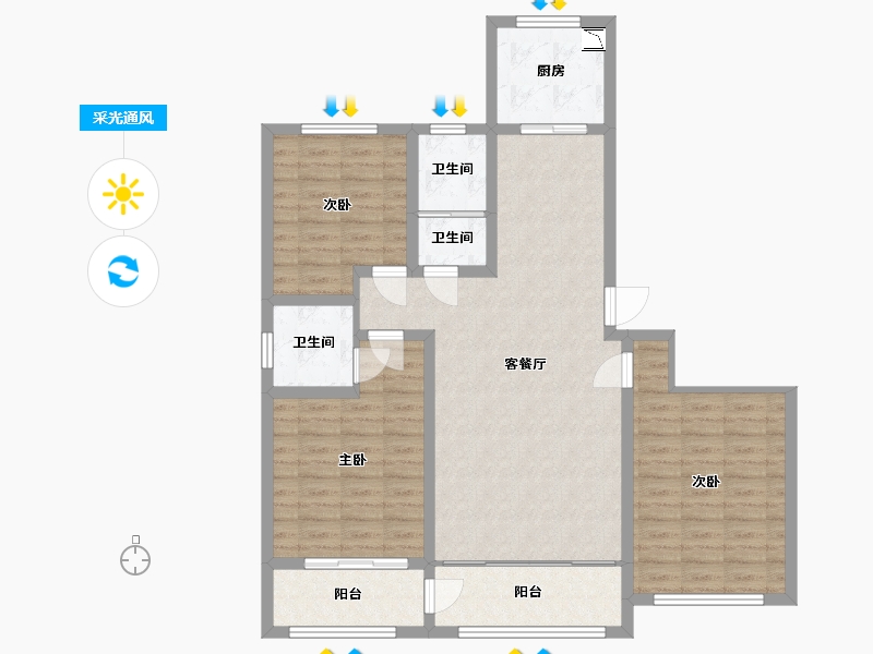 山东省-济宁市-康湖花园-103.00-户型库-采光通风