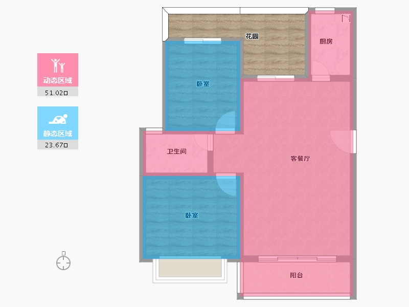 云南省-楚雄彝族自治州-楚雄院子-76.27-户型库-动静分区