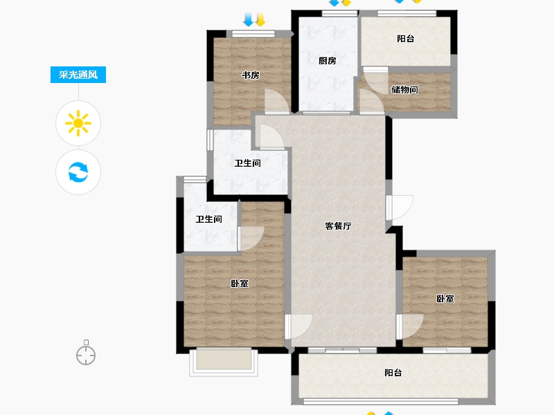 江苏省-苏州市-湖湾天地-113.01-户型库-采光通风