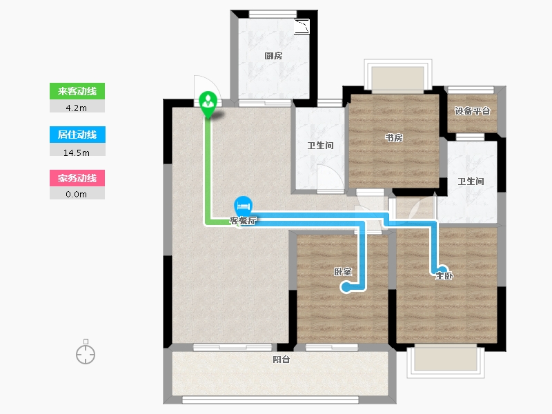 江苏省-苏州市-苏州湾藏璟-90.00-户型库-动静线