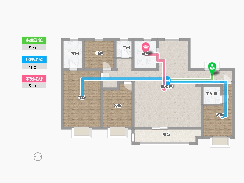 陕西省-西安市-盈泰水岸东方-129.73-户型库-动静线