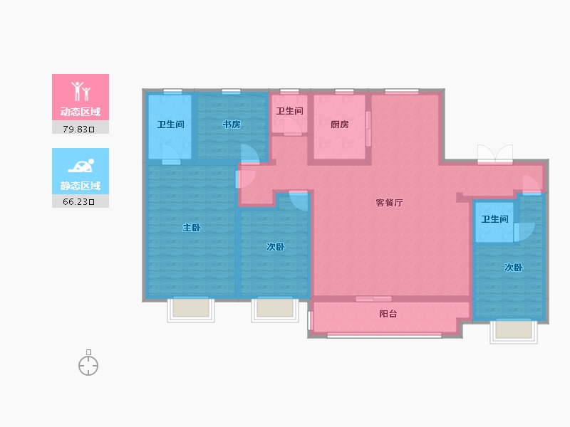 陕西省-西安市-盈泰水岸东方-129.73-户型库-动静分区