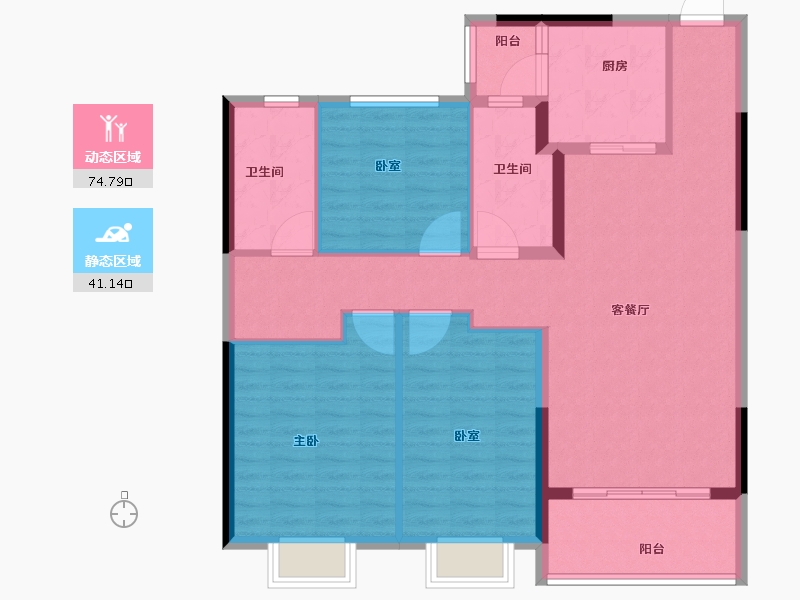 江苏省-常州市-溧阳恒大观澜府-104.98-户型库-动静分区