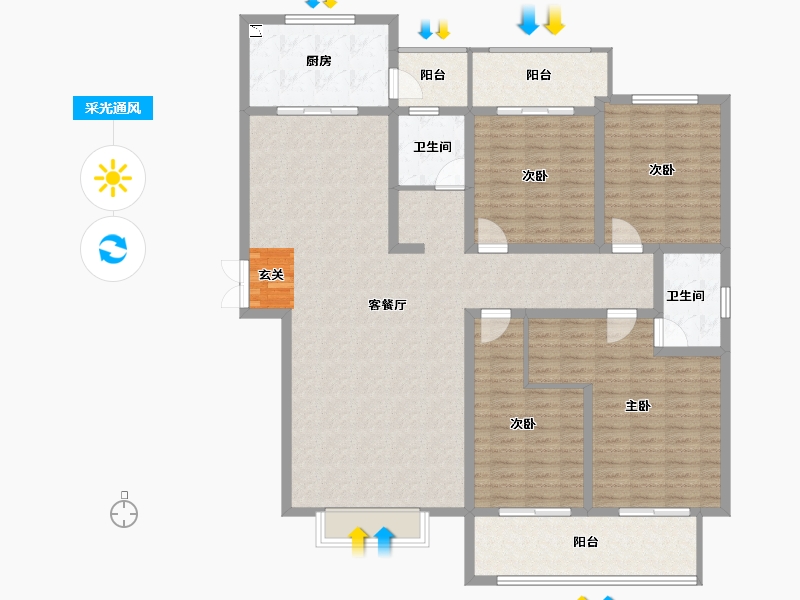 陕西省-宝鸡市-锦业府-155.00-户型库-采光通风