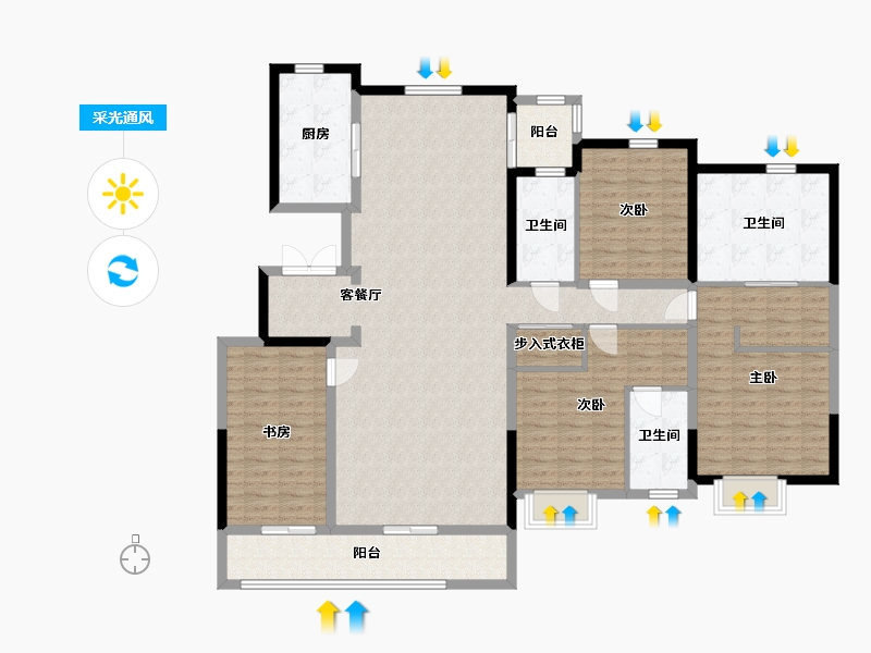 陕西省-西安市-融创西安宸院-163.97-户型库-采光通风