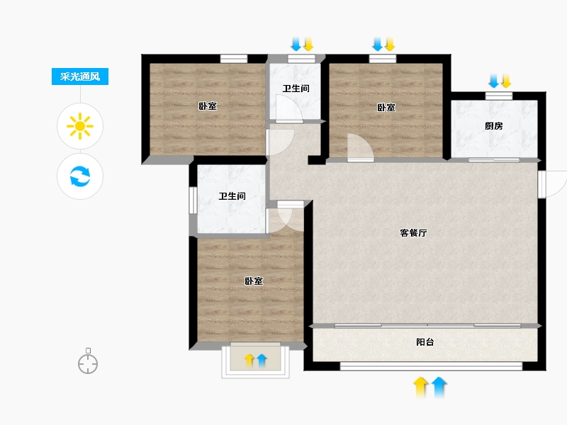 甘肃省-金昌市-兰州大名城-83.94-户型库-采光通风