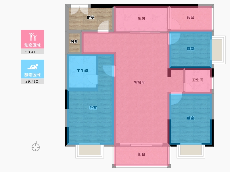 云南省-楚雄彝族自治州-花园美郡-93.05-户型库-动静分区